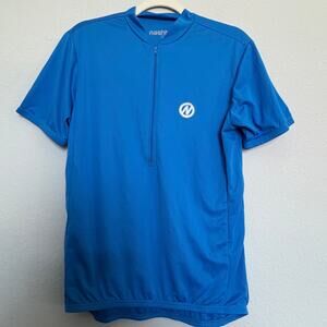 Nashbar Cycling Jersey Mens Large Blue Half Zip Bike Shirt Rear Pockets
